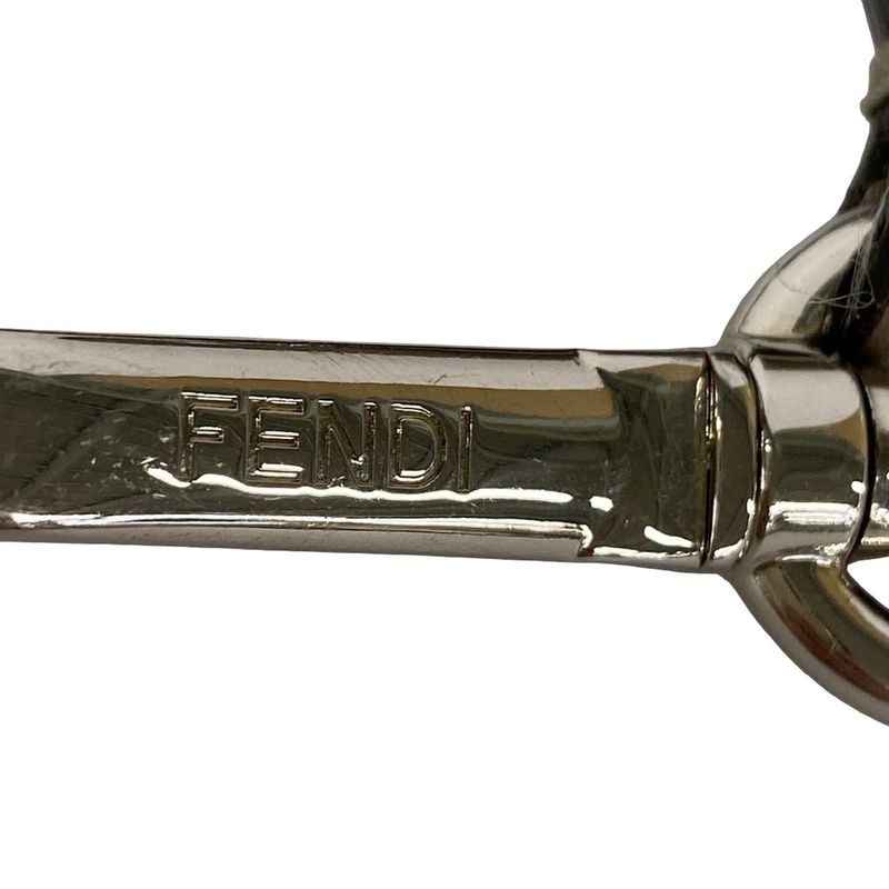 Fendi Shoulder Strap Gray Beige Silver Leather