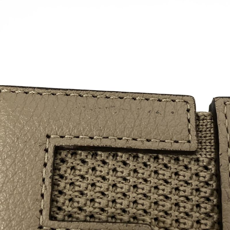 Fendi Shoulder Strap Gray Beige Silver Leather