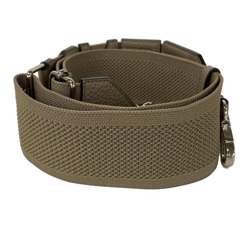 Fendi Shoulder Strap Gray Beige Silver Leather