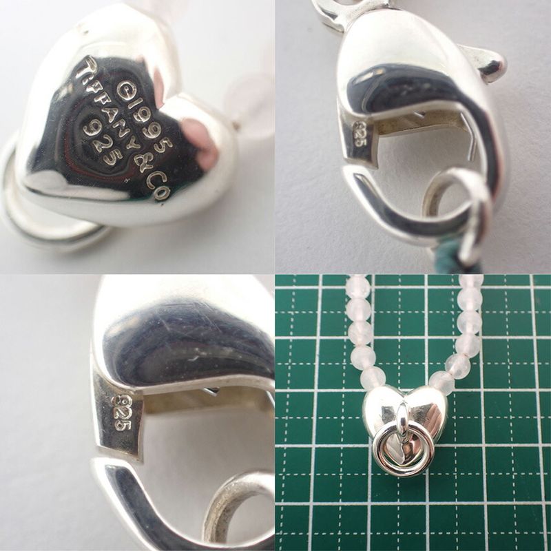 Tiffany & Co 925 Rose Quartz Door Knock Pendant Necklace