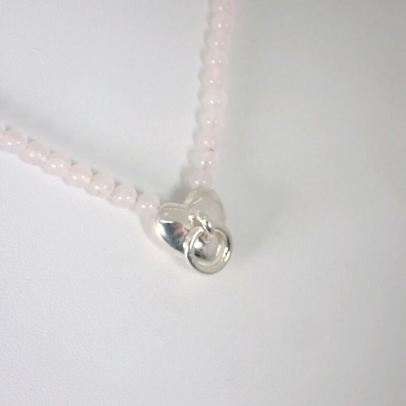 Tiffany & Co 925 Rose Quartz Door Knock Pendant Necklace