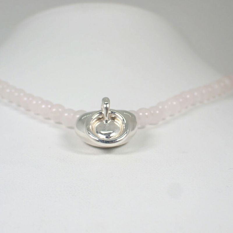 Tiffany & Co 925 Rose Quartz Door Knock Pendant Necklace
