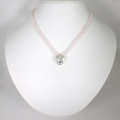 Tiffany & Co 925 Rose Quartz Door Knock Pendant Necklace