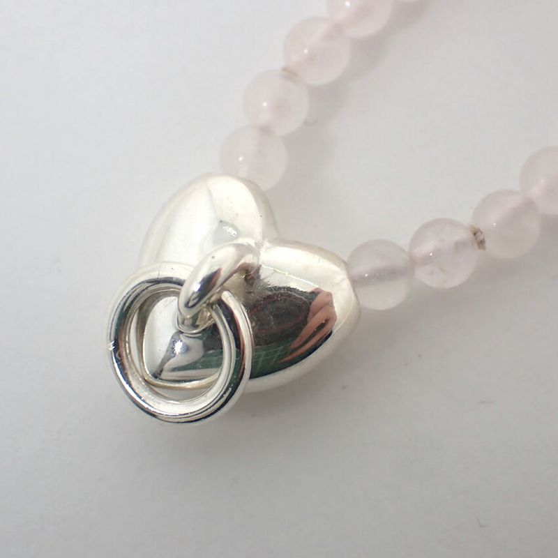 Tiffany & Co 925 Rose Quartz Door Knock Pendant Necklace