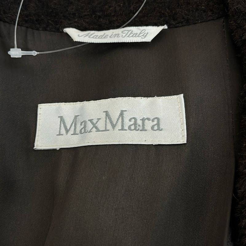 Max Mara Coat 40 Dark Brown Alpaca Winter Long Sleeve