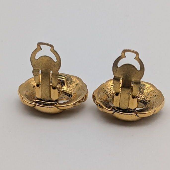Chanel Earrings CC Logo Camellia Gold Vintage 23 for Both Ears