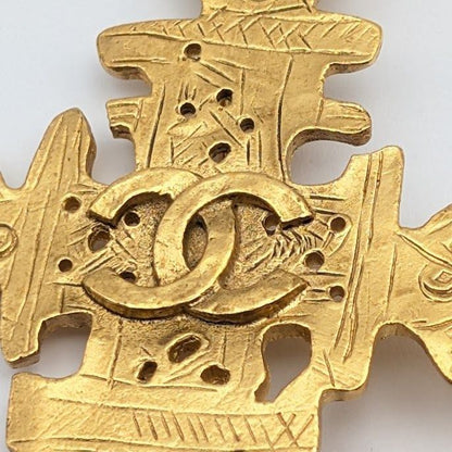 Chanel Brooch CC Logo Gold Cross Vintage