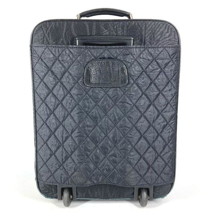 Chanel Travel Bag CC Logo Leather Nylon Black Heel