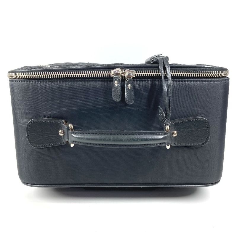 Chanel Travel Bag CC Logo Leather Nylon Black Heel