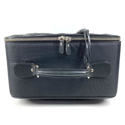 Chanel Travel Bag CC Logo Leather Nylon Black Heel