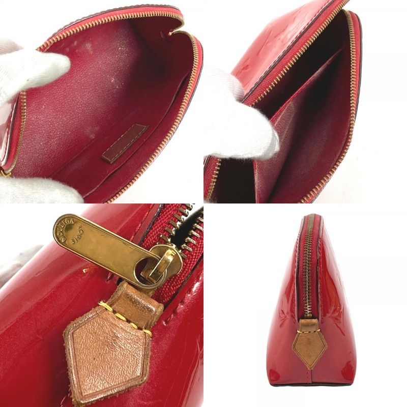 Louis Vuitton Makeup Pouch Pochette Cosmetic Monogram Vernis Cerise Red