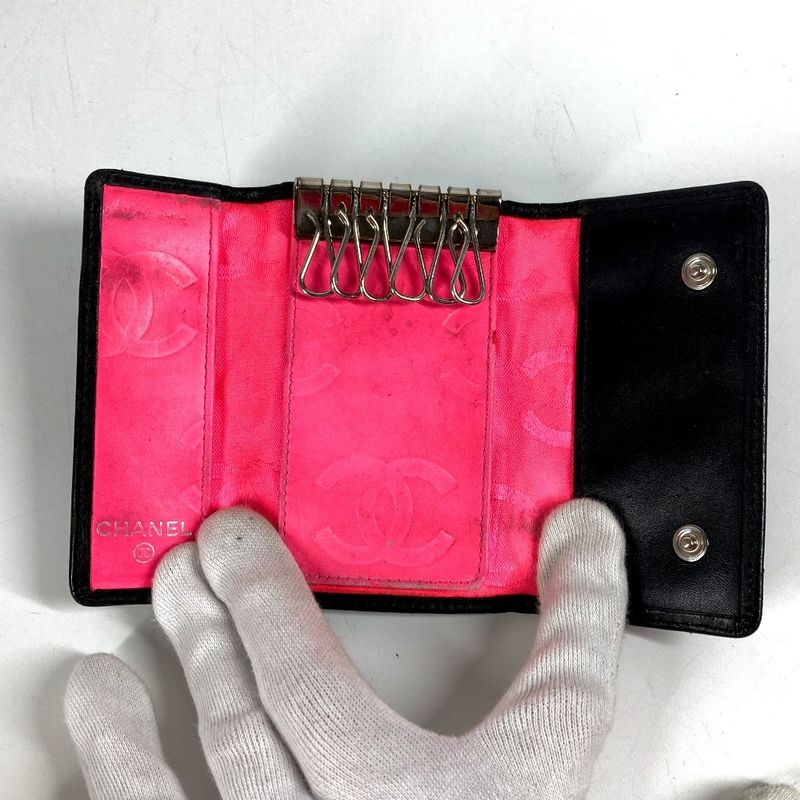 Chanel Key Case CC Logo Leather Black Key Holder