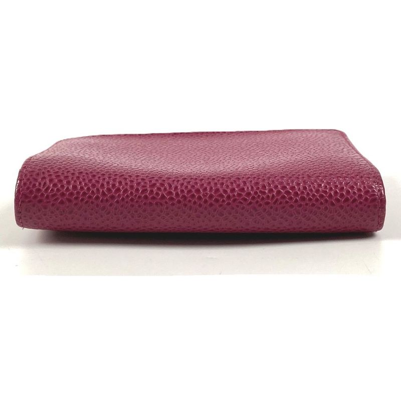 Chanel Card Case CC Logo Caviar Leather Purple