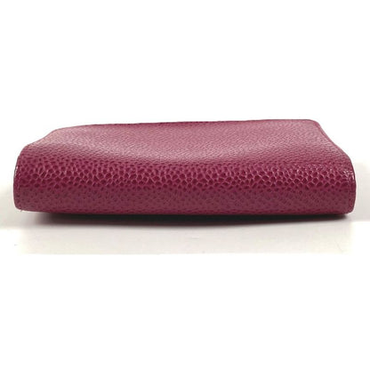 Chanel Card Case CC Logo Caviar Leather Purple