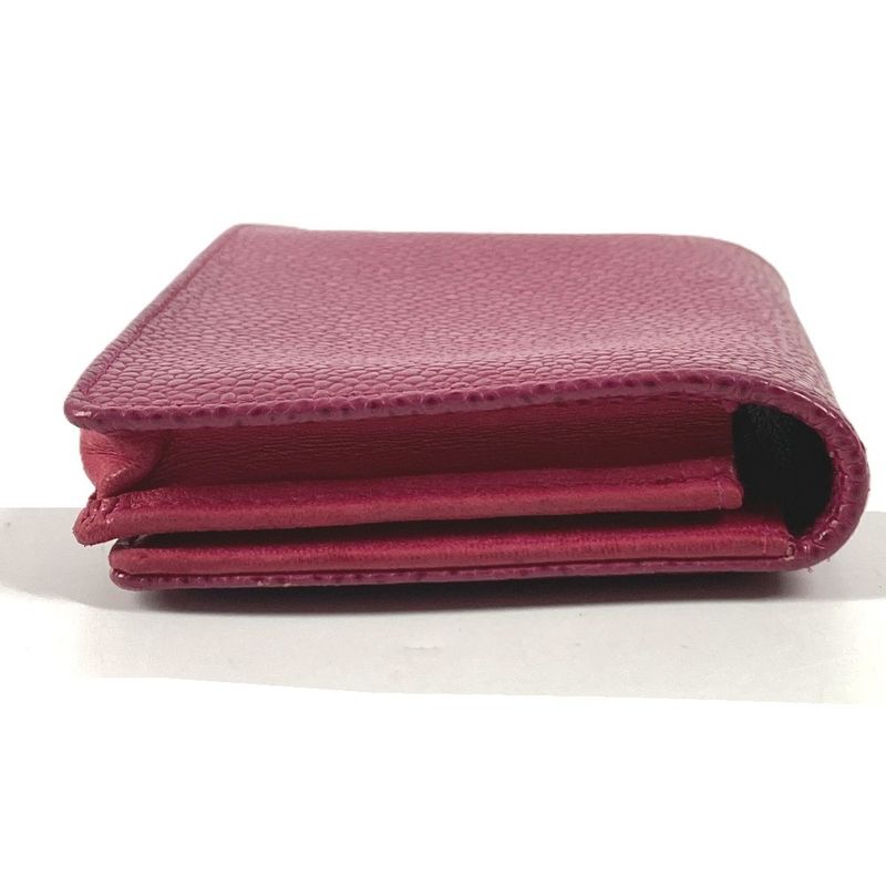 Chanel Card Case CC Logo Caviar Leather Purple