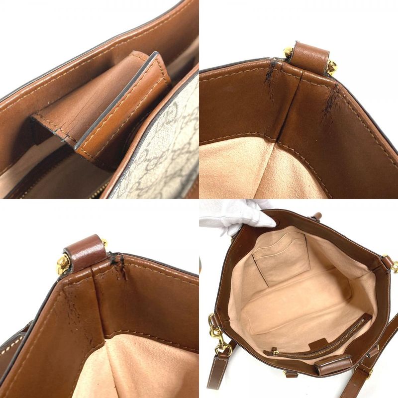Gucci Handbag 2-Way Bag Logo GG Supreme Canvas Beige