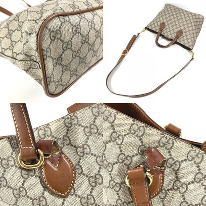 Gucci Handbag 2-Way Bag Logo GG Supreme Canvas Beige