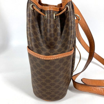 Celine Shoulder Bag Macadam Logo Leather Canvas Brown