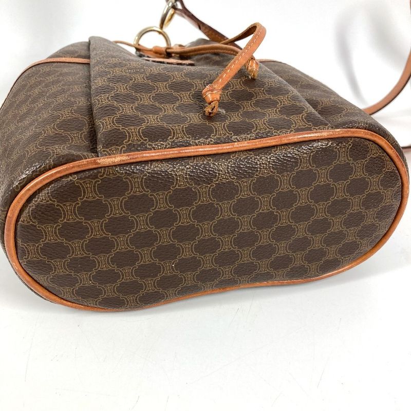 Celine Shoulder Bag Macadam Logo Leather Canvas Brown