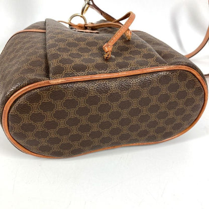 Celine Shoulder Bag Macadam Logo Leather Canvas Brown