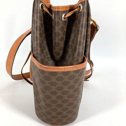 Celine Shoulder Bag Macadam Logo Leather Canvas Brown