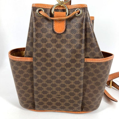 Celine Shoulder Bag Macadam Logo Leather Canvas Brown