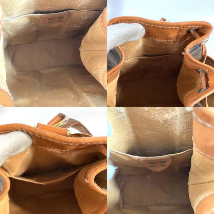 Celine Shoulder Bag Macadam Logo Leather Canvas Brown