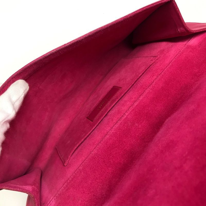 Saint Laurent Paris Clutch Yline Logo Leather Pink