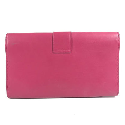 Saint Laurent Paris Clutch Yline Logo Leather Pink