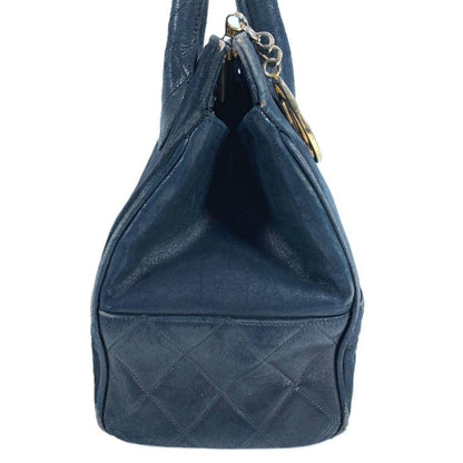 Chanel Handbag Stitch Logo Leather Black