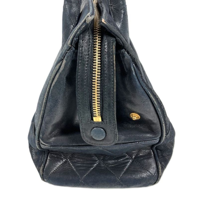 Chanel Handbag Stitch Logo Leather Black