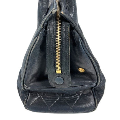 Chanel Handbag Stitch Logo Leather Black