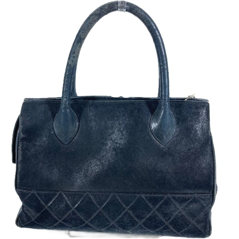 Chanel Handbag Stitch Logo Leather Black