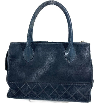Chanel Handbag Stitch Logo Leather Black