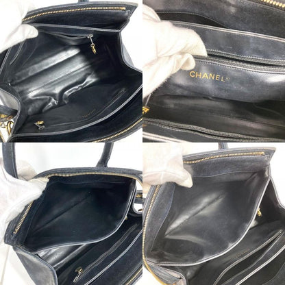 Chanel Handbag Stitch Logo Leather Black