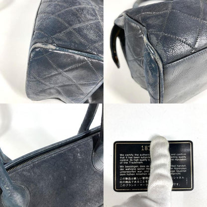 Chanel Handbag Stitch Logo Leather Black