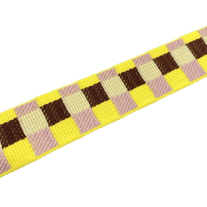 Hermes Shoulder Strap Bandouliere Sangle Maxi Quadrille Yellow Light Pink Multi
