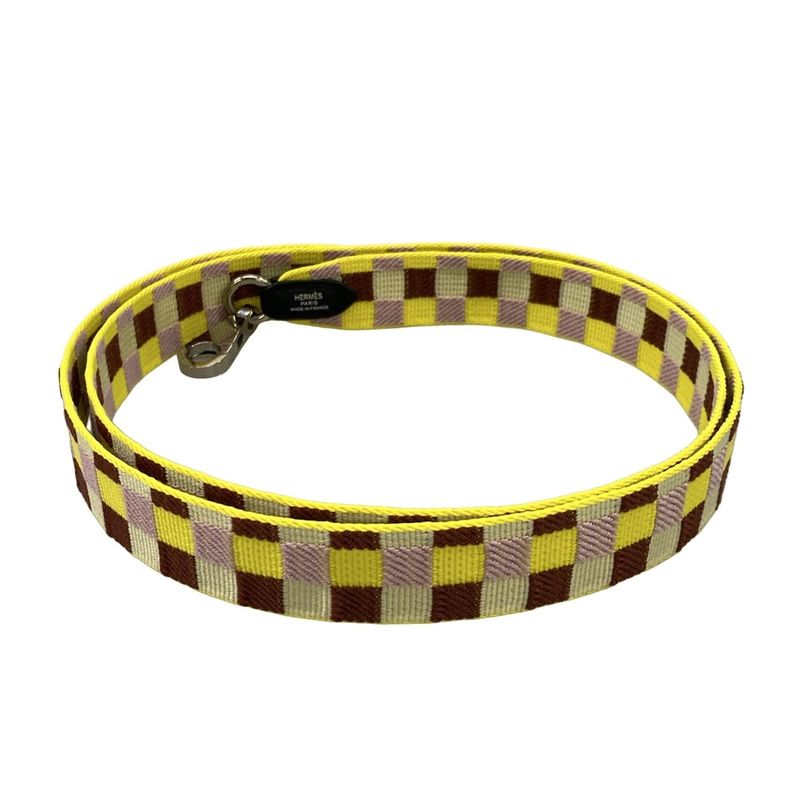 Hermes Shoulder Strap Bandouliere Sangle Maxi Quadrille Yellow Light Pink Multi