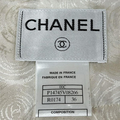 Chanel Jacket 36 S Light Yellow Orange Multi Tweed 3/4 Sleeve Cotton