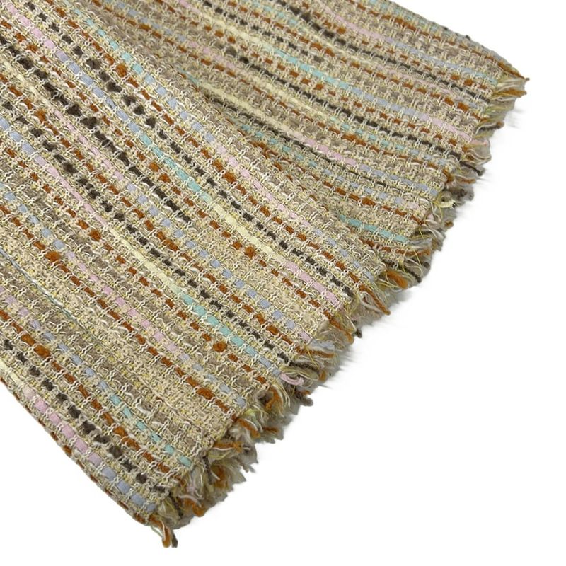 Chanel Jacket 36 S Light Yellow Orange Multi Tweed 3/4 Sleeve Cotton