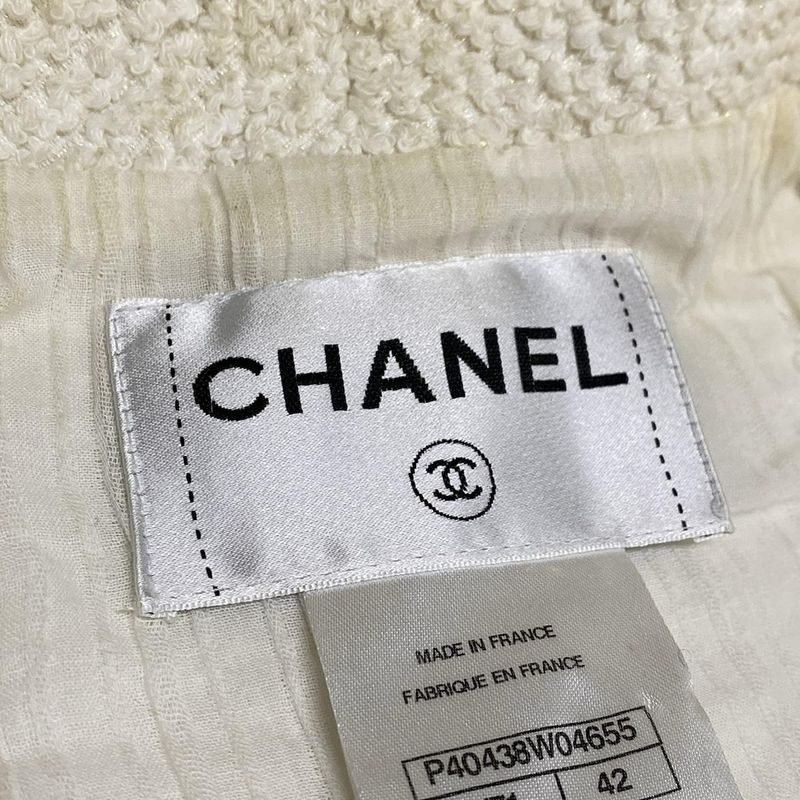 Chanel Skirt Set Ivory Tweed Cotton
