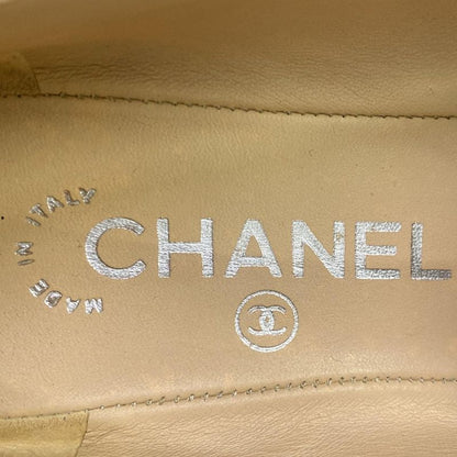 Chanel Loafers 37 C Black Chain CC Logo Silver Lambskin