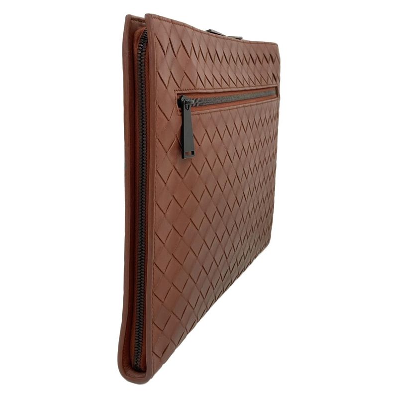 Bottega Veneta Clutch Intrecciato Brown Leather