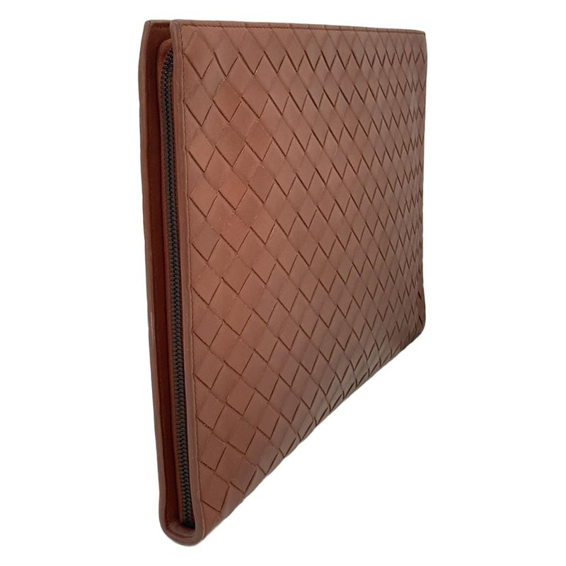 Bottega Veneta Clutch Intrecciato Brown Leather