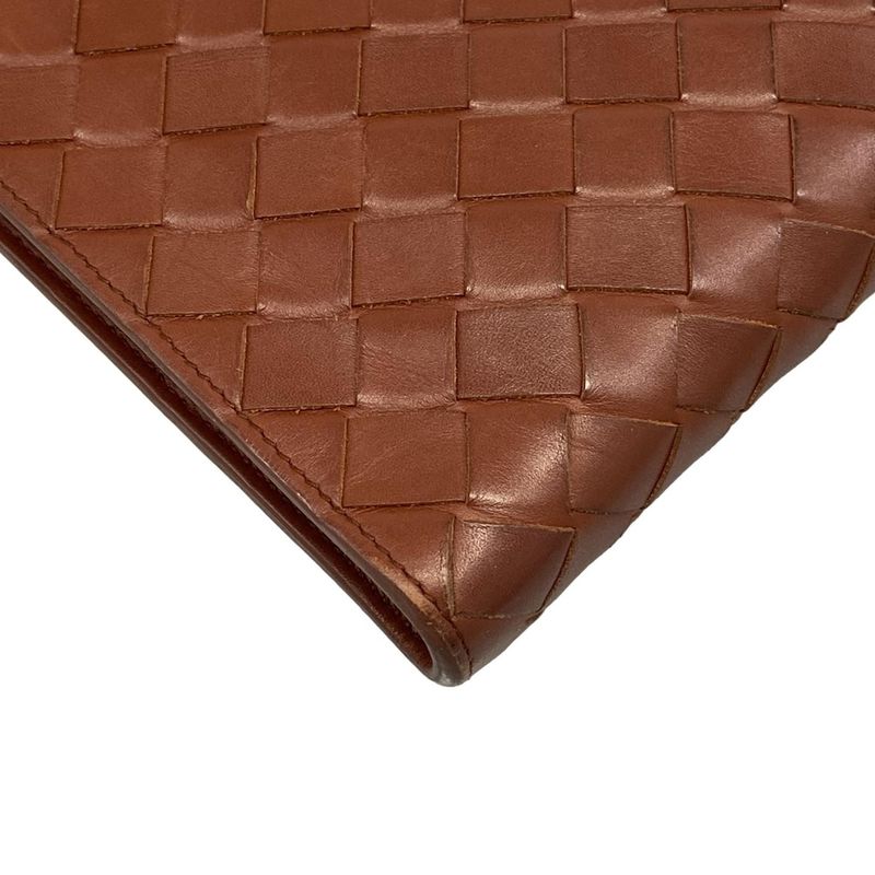 Bottega Veneta Clutch Intrecciato Brown Leather