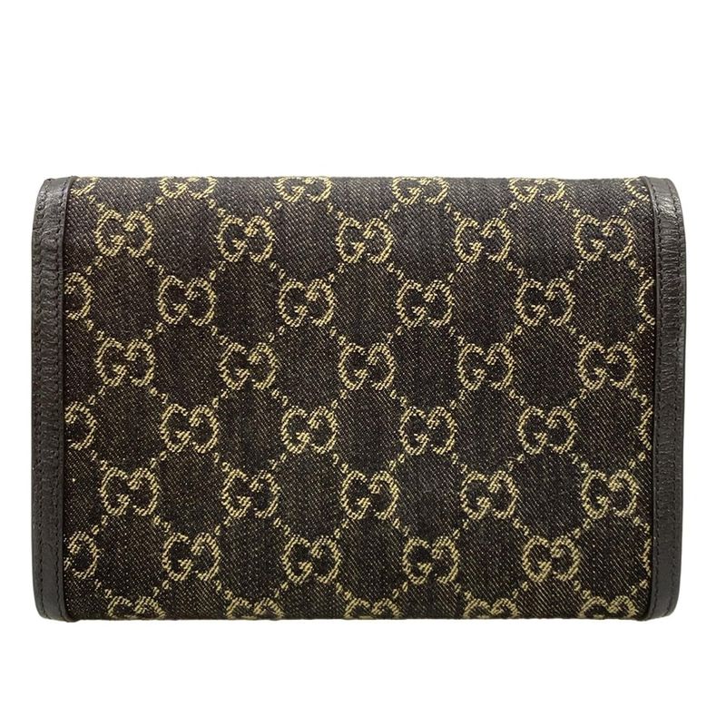 Gucci Wallet Dionysus GG Pattern Black Beige Chain with Removable Strap Leather