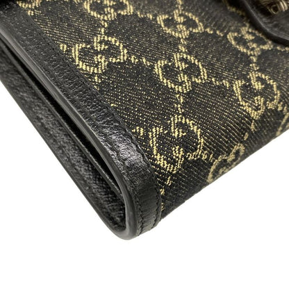 Gucci Wallet Dionysus GG Pattern Black Beige Chain with Removable Strap Leather