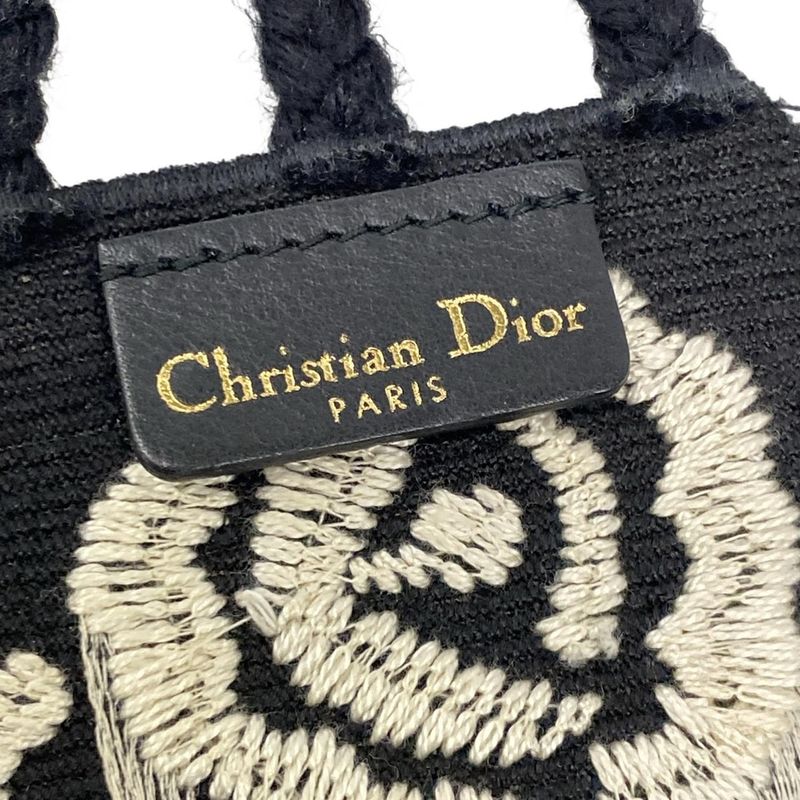 Dior Belt Black Ivory Embroidery Mexican Flower Cotton