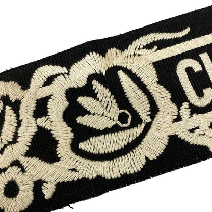 Dior Belt Black Ivory Embroidery Mexican Flower Cotton