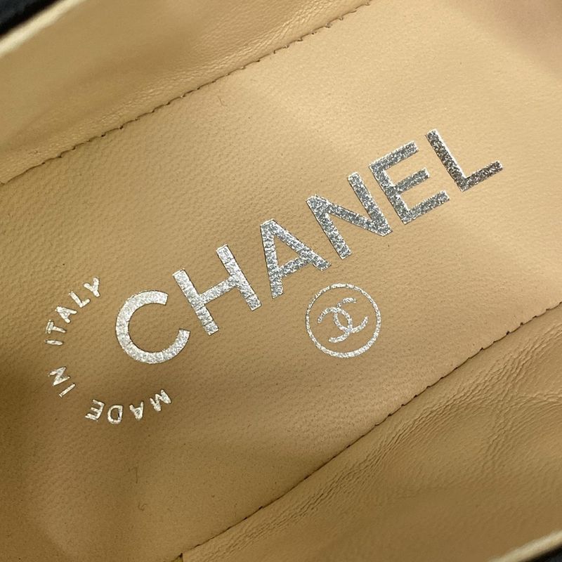 Chanel Loafers 36 C Quilted Black Silver Coco Charm Lambskin